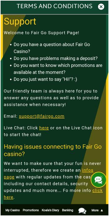 Fair Go Casino Support